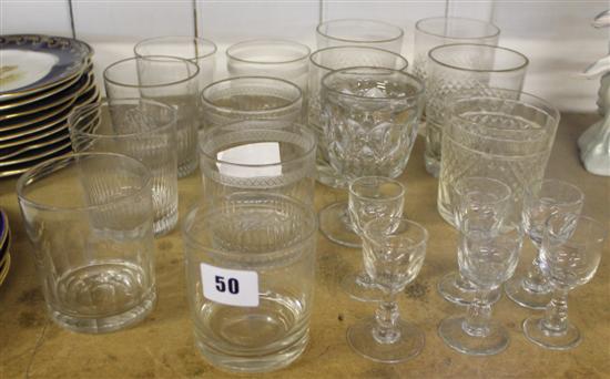 Glass whiskey tumblers & other glasses